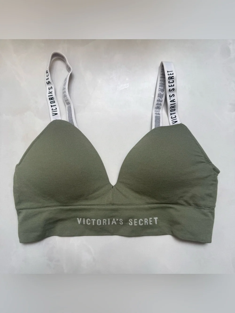 Victoria's Secret Olive Green Wireless Bralette with Logo Straps